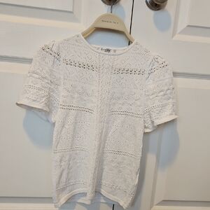 Ever New White Lace Short Sleeve Top